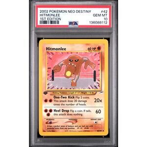 PSA 10 GEM MINT Hitmonlee 42/105 Pokémon 2002 Neo Destiny Uncommon Non Holo Card
